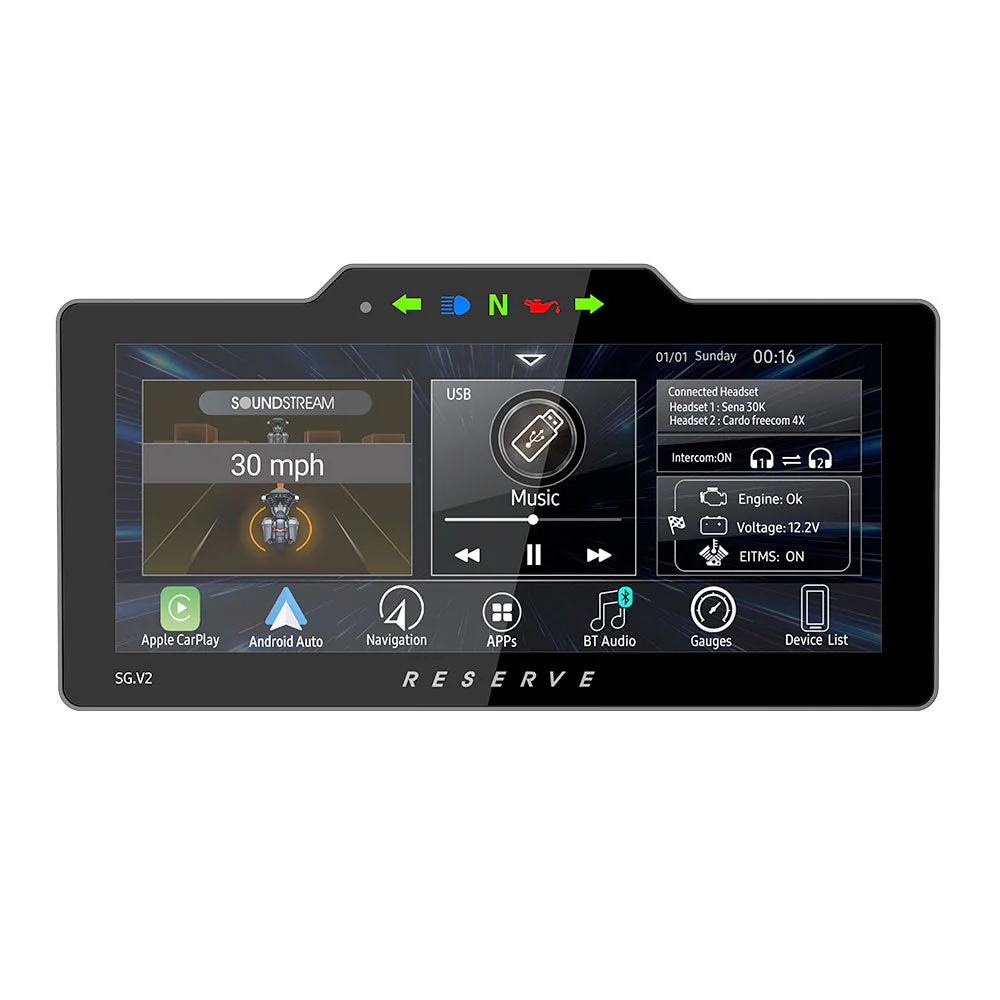 Soundstream Reserve SG.V2 2009-2013 Plug-N-Play Head Unit with Optional RR2 Module that allows Digital Gauges, Pop-Up Warnings, and Advance Thumb Control Functionality for Harley Davidson® Street Glide Motorcycles ( SGV2 ) - Image 5